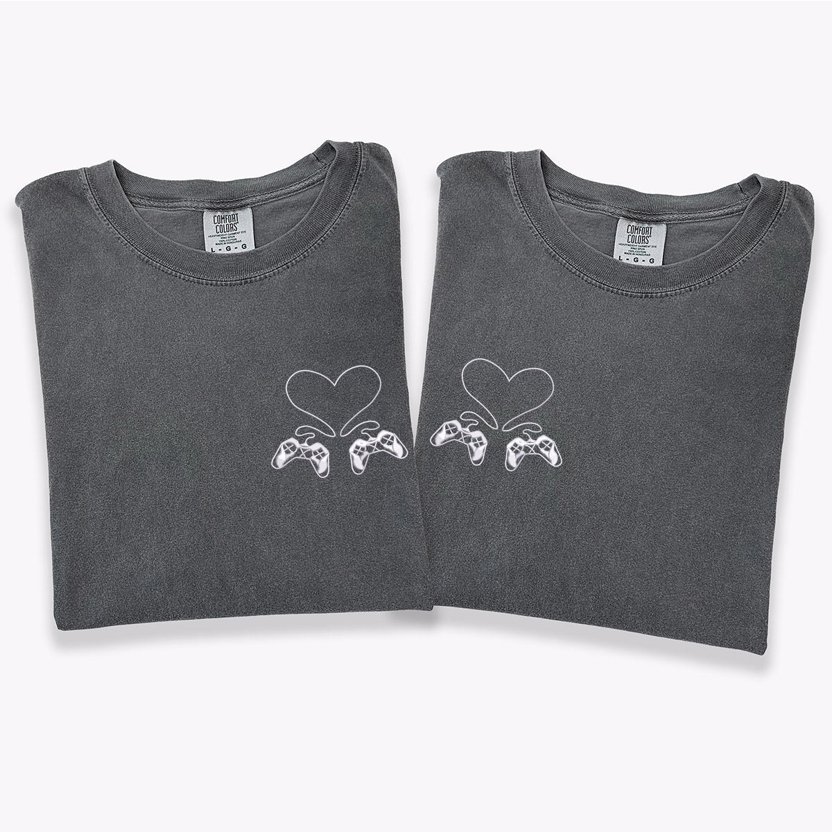 Custom Embroidered Gamer Controller Love Matching T-shirts for Couples