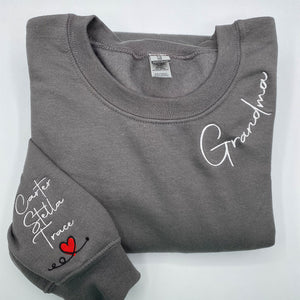 Personalized Grandma Sweatshirt with Kids Name Embroidered - Great Grandma Embroidered Sweatshirt - Mothers Day Gift Ideas for Grandma