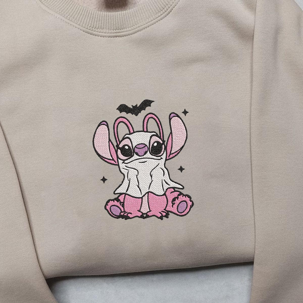 Custom Embroidered Halloween Sweatshirts For Couples, Spooky Cute Ghost Lovers Embroidered Sweater
