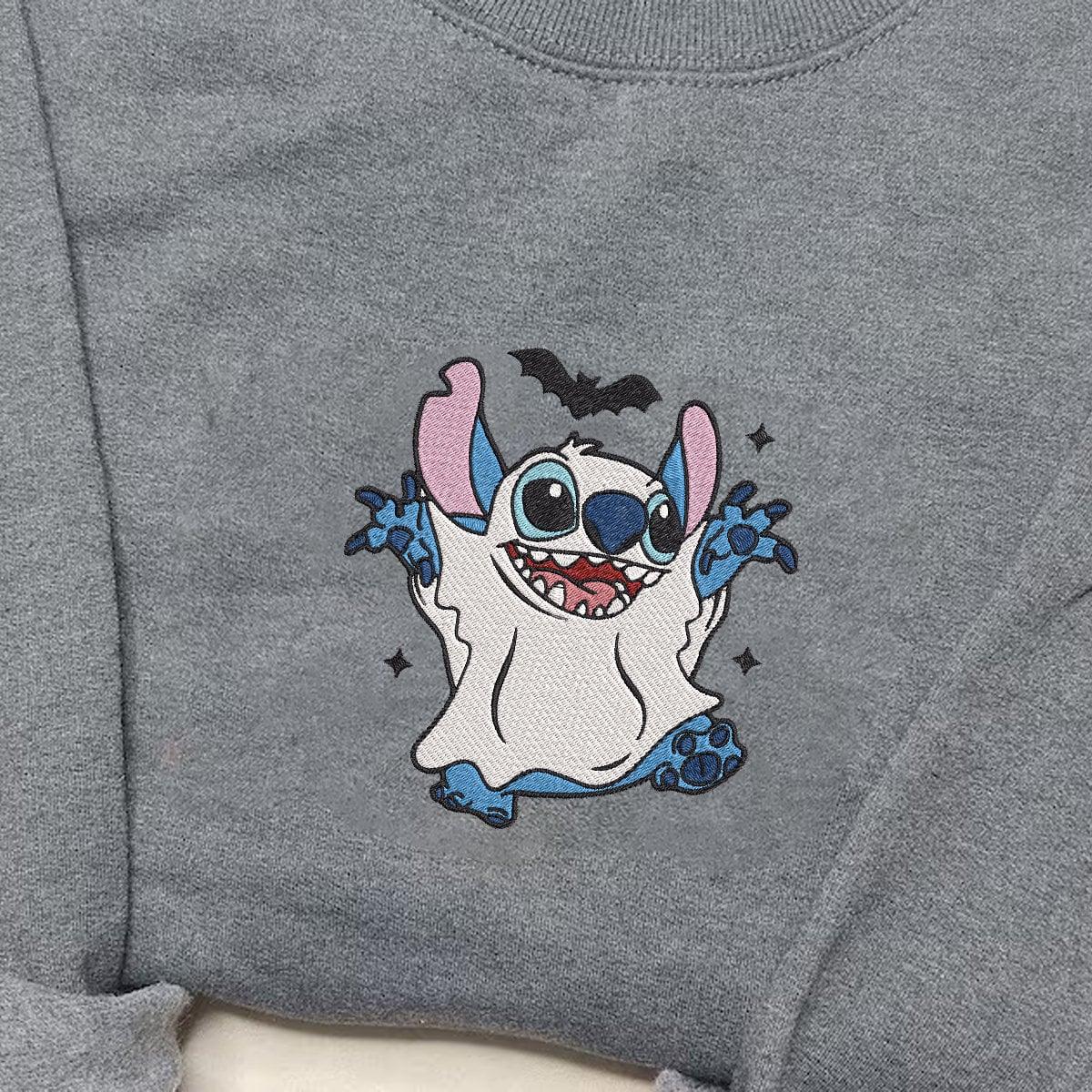 Custom Embroidered Halloween Sweatshirts For Couples, Spooky Cute Ghost Lovers Embroidered Sweater