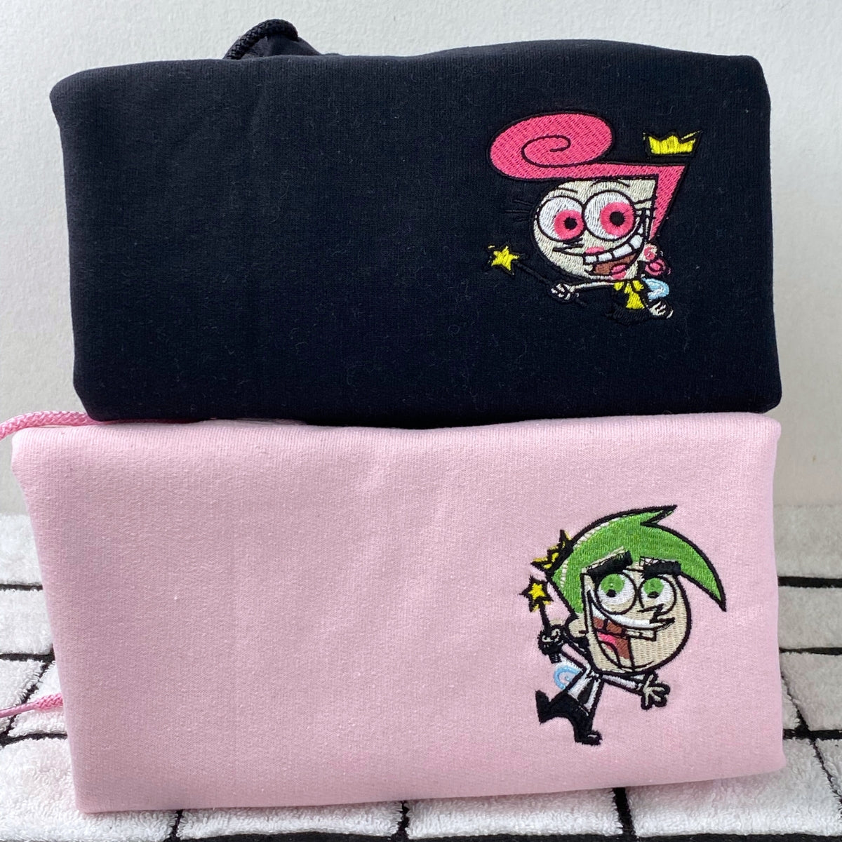 Custom Embroidered Sweatshirts For Couples, Custom Matching Couple Sweatshirt, Cute Fairy Couples Embroidered Crewneck Sweater