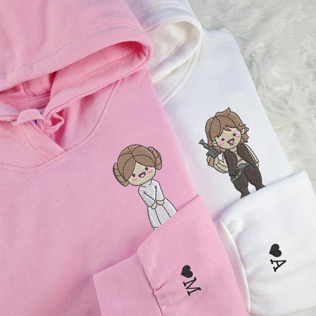 Custom Embroidered Hoodies for Couples, Cute Galactic Love Hoodie Set, Matching His & Her Hoodie