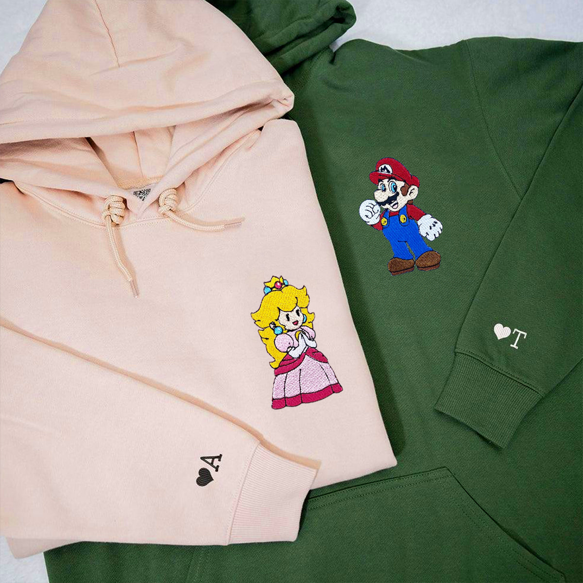 Custom Embroidered Hoodies for Couples, Cute Hero & Princess Matching Hoodie