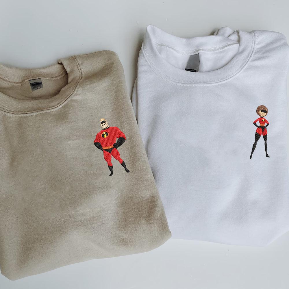 Custom Embroidered Hoodies for Couples, Superhero Duo Matching Hoodie, Anniversary Gift