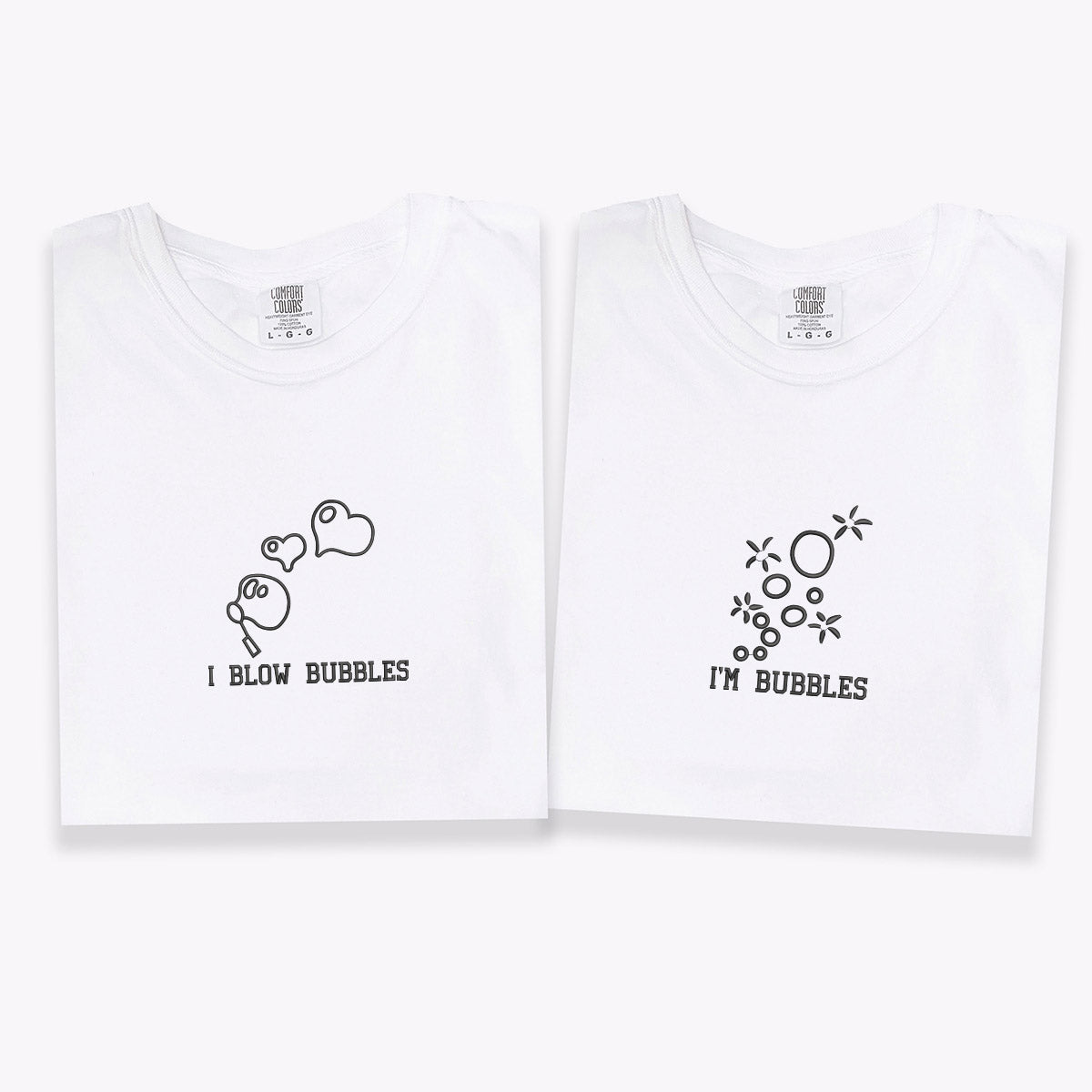 Custom Embroidered I Blow Bubbles Matching T-shirts for Couples