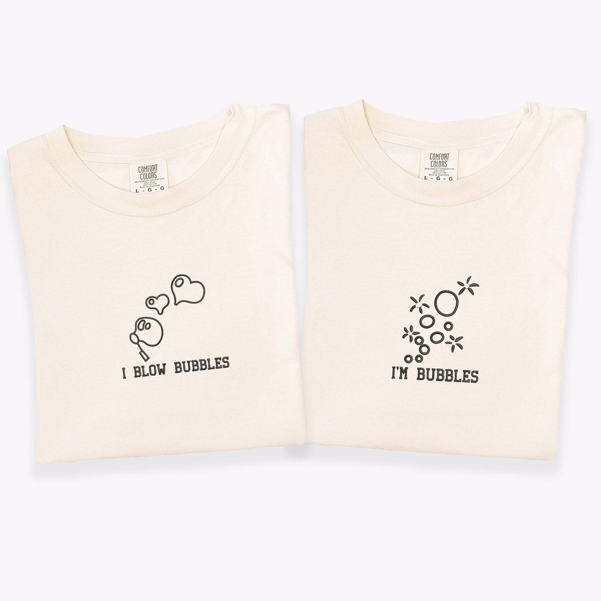 Custom Embroidered I Blow Bubbles Matching T-shirts for Couples