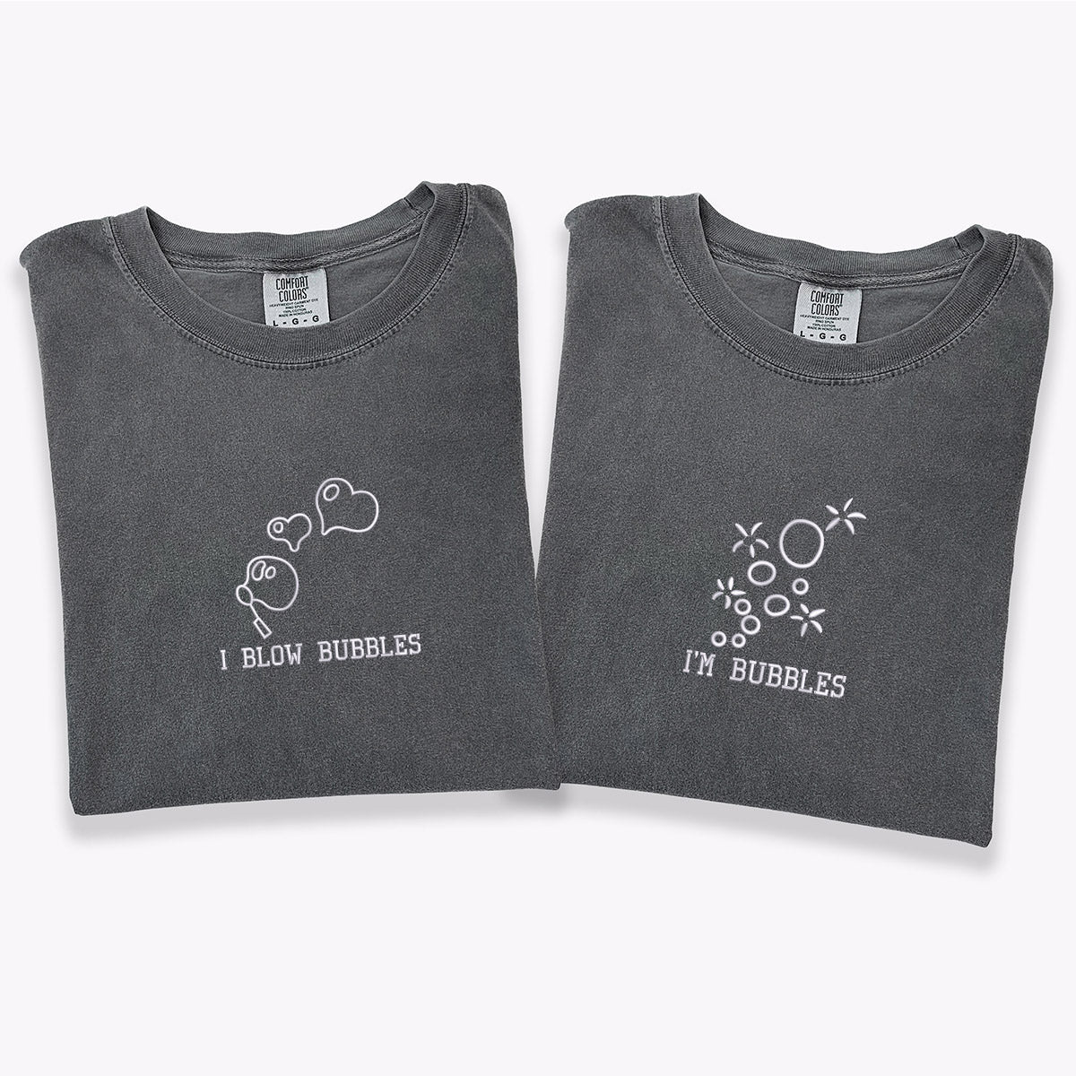 Custom Embroidered I Blow Bubbles Matching T-shirts for Couples