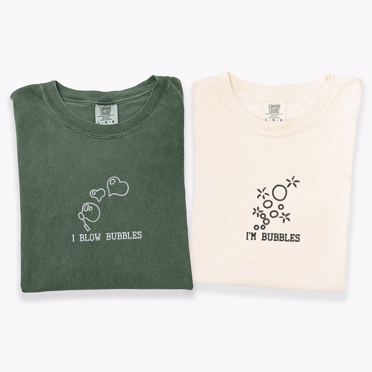Custom Embroidered I Blow Bubbles Matching T-shirts for Couples