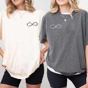 Custom Embroidered I Love You Infinity Matching T-shirts for Couples