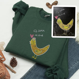 Custom Embroidered Kids Drawing Sweatshirt, Kids Drawing Hoodie, Kid Art Sweater, Gift for Mother's - Father's Day