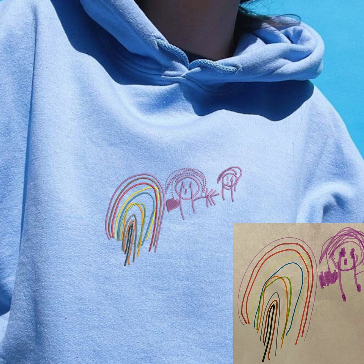 Custom Embroidered Kids Drawing Sweatshirt, Kids Drawing Hoodie, Kid Art Sweater, Gift for Mother&#39;s - Father&#39;s Day