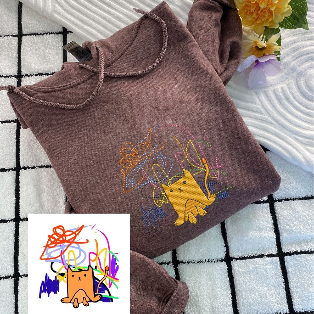 Personalized Kids Drawing Sweatshirt | Custom Embroidered Art Hoodie | Unique Gift for Mom, Dad, or Grandparents