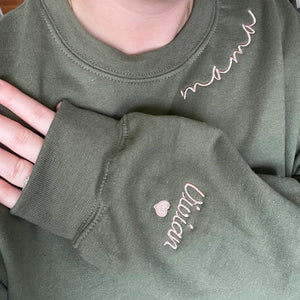 Personalized Mama Sweatshirt with Custom Embroidered Kids' Names | Mother’s Day Gift | Custom Name Hoodie for Mom