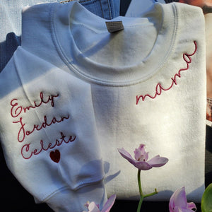 Personalized Mama Sweatshirt with Custom Embroidered Kids' Names | Mother’s Day Gift | Custom Name Hoodie for Mom