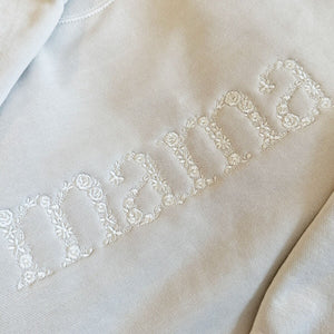 Custom Embroidered Mama Floral Sweatshirt - Custom Gift for Mom, Mother's Day Present, Embroidered Mama Hoodie