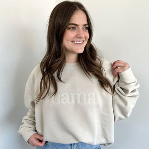 Custom Embroidered Mama Floral Sweatshirt - Custom Gift for Mom, Mother's Day Present, Embroidered Mama Hoodie