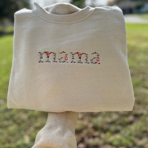Custom Embroidered Hoodie - Embroidered Floral Letter Mama Sweatshirt, Mama Gift, Mother's Day Gift