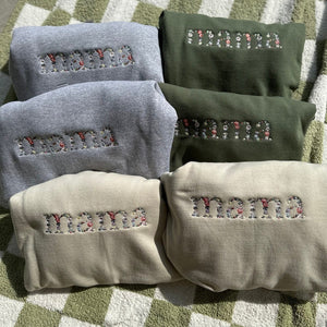 Custom Embroidered Hoodie - Embroidered Floral Letter Mama Sweatshirt, Mama Gift, Mother's Day Gift