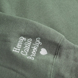 Custom Embroidered Mama Sweatshirt -  Personalized Hoodie for Mother, Grandmother with Kids Names Sleeve, Mothers Day Gift