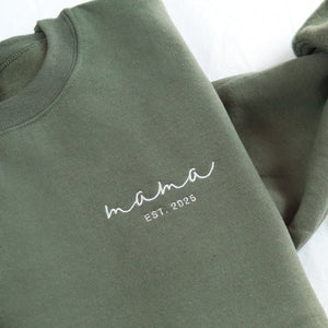 Custom Embroidered Mama Sweatshirt -  Personalized Hoodie for Mother, Grandmother with Kids Names Sleeve, Mothers Day Gift