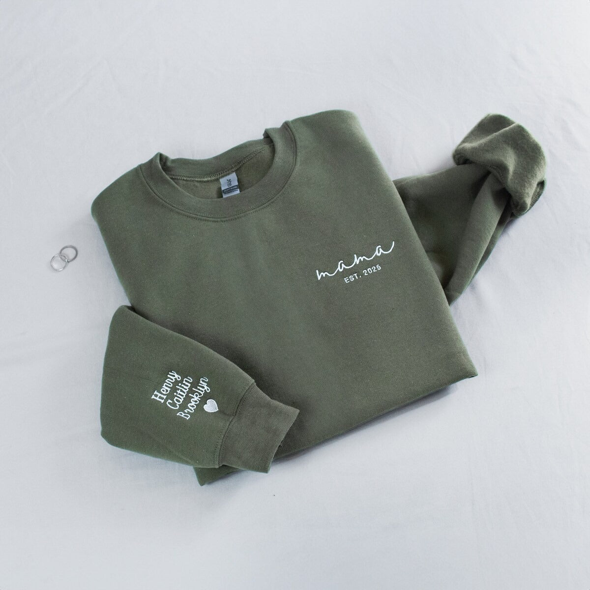 Custom Embroidered Mama Sweatshirt -  Personalized Hoodie for Mother, Grandmother with Kids Names Sleeve, Mothers Day Gift