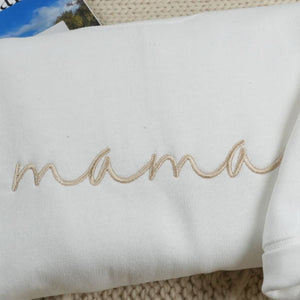 Custom Embroidered Mama Sweatshirt With Kids Names On Sleeve, Personalized Mom Embroidery Hoodie, Mother's Day Gift