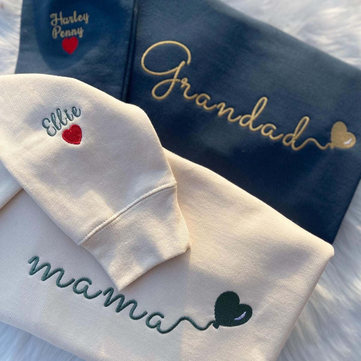 Custom Embroidered Mama Sweatshirt with Kids Name on Sleeve - Personalized Mom Hoodie, Gift for New Mom, Mother's Day Gift