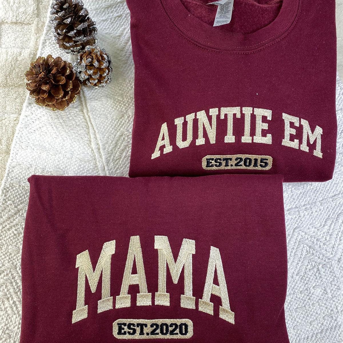 Custom Embroidered Mama Sweatshirts & Hoodies - Personalized Kid Names on Sleeve, Mother's Day Gift