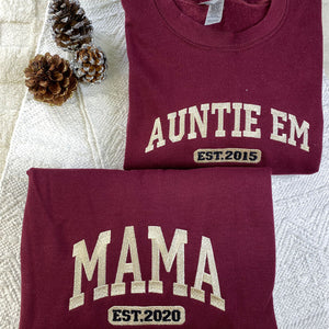 Custom Embroidered Mama Sweatshirts & Hoodies - Personalized Kid Names on Sleeve, Mother's Day Gift