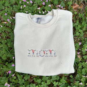 Custom Embroidered Mom Sweatshirt & Hoodie with Floral Letter, Gift for Mom, Mother's Day Gift