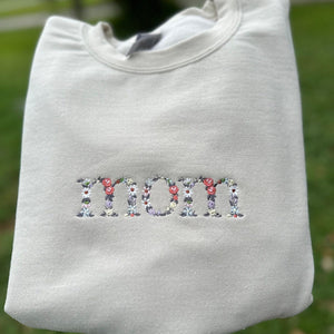 Custom Embroidered Mom Sweatshirt & Hoodie with Floral Letter, Gift for Mom, Mother's Day Gift