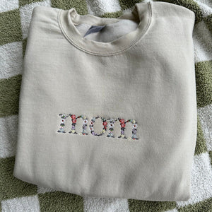 Custom Embroidered Mom Sweatshirt & Hoodie with Floral Letter, Gift for Mom, Mother's Day Gift