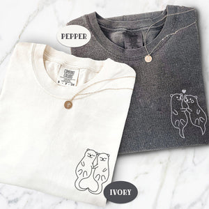 Custom Embroidered Otter Matching T-shirts for Couples