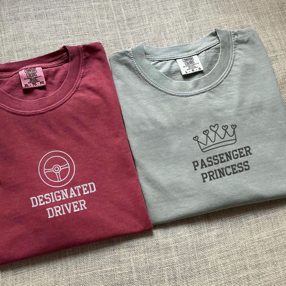 Custom Embroidered Passenger Princess Matching T-shirts for Couples