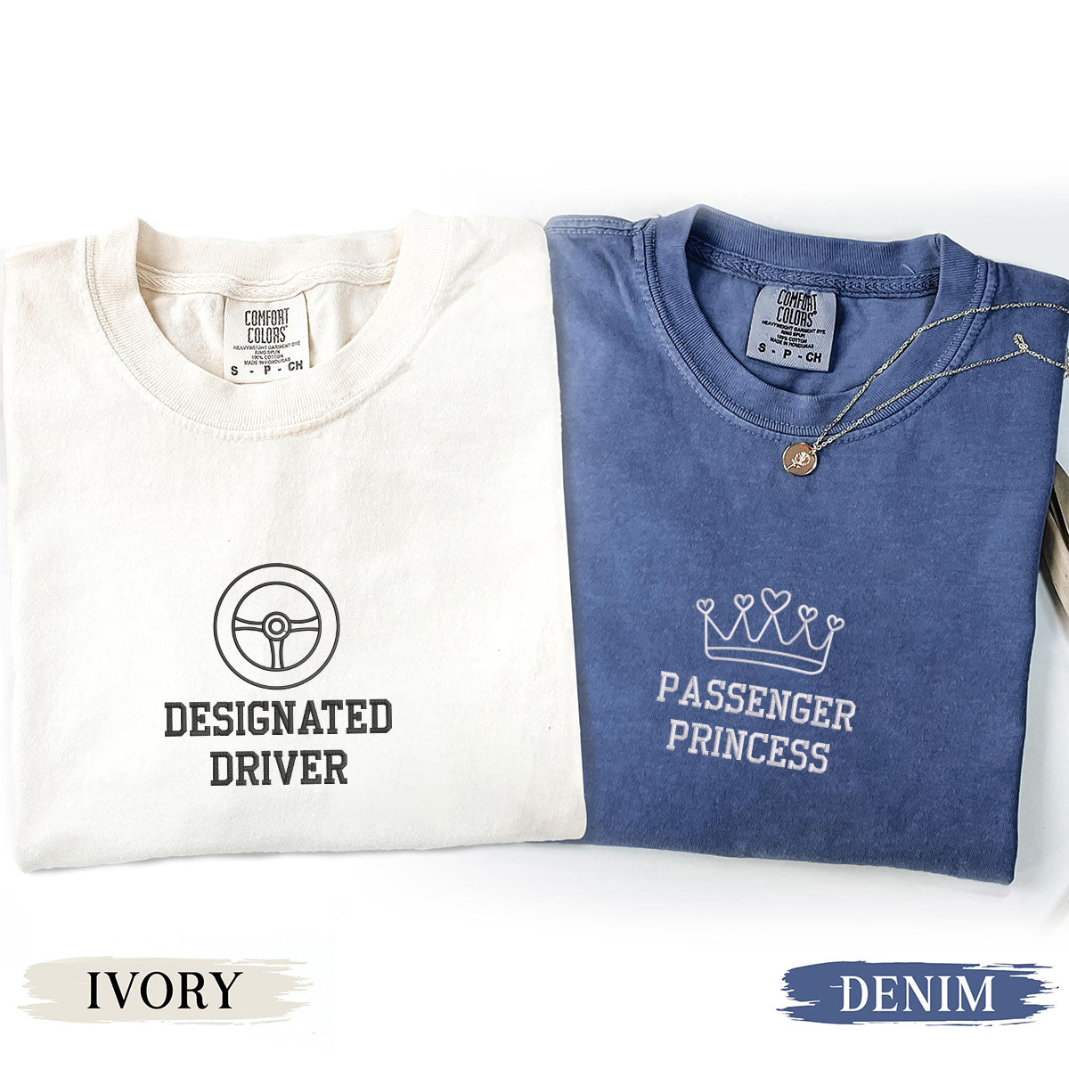 Custom Embroidered Passenger Princess Matching T-shirts for Couples