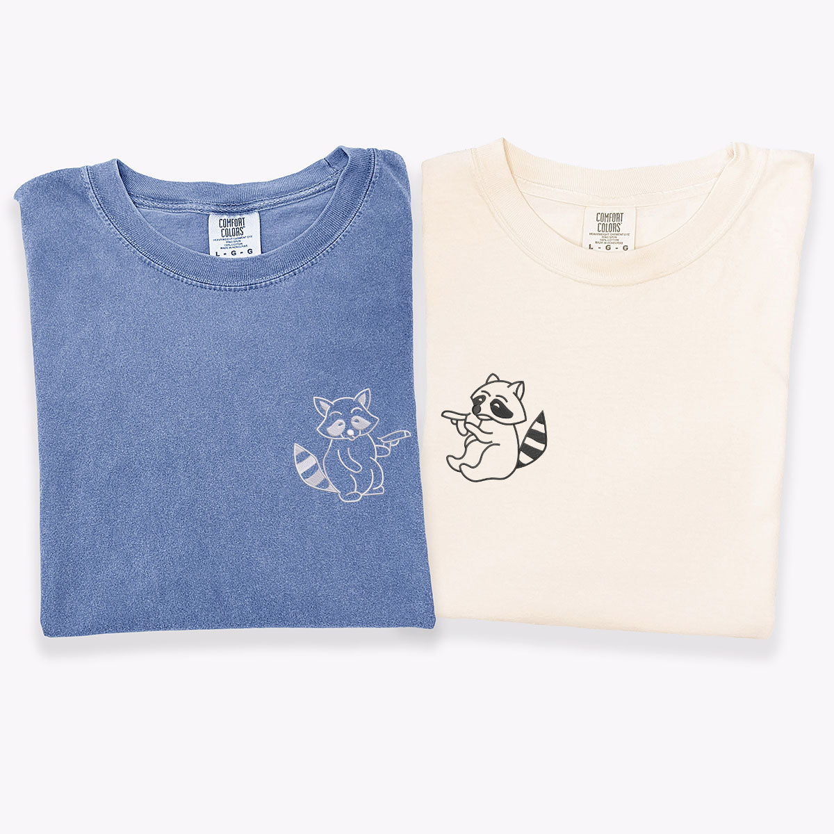 Custom Embroidered Racoon Guns Matching T-shirts for Couples