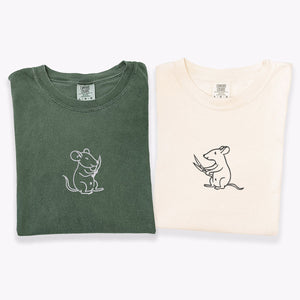 Custom Embroidered Rats with Knives Matching T-shirts for Couples