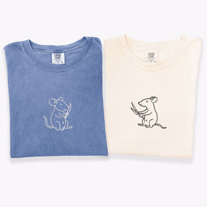 Custom Embroidered Rats with Knives Matching T-shirts for Couples