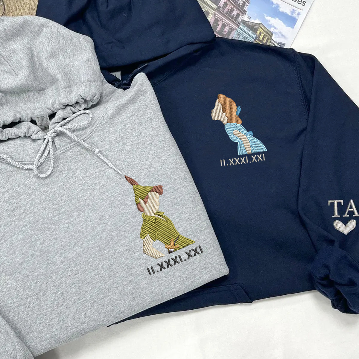 Custom Embroidered Roman Numeral Hoodies for Couples, Cute Fantasy Lovers Hoodie, Matching Anniversary Outfit