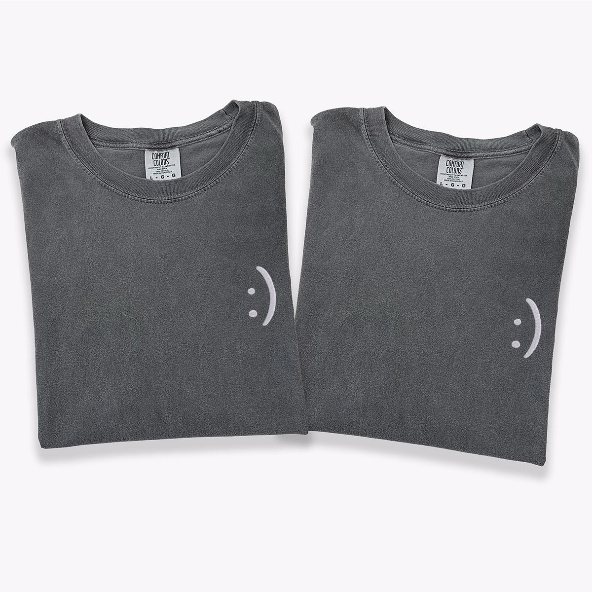Custom Embroidered Smile Face Matching T-shirts for Couples