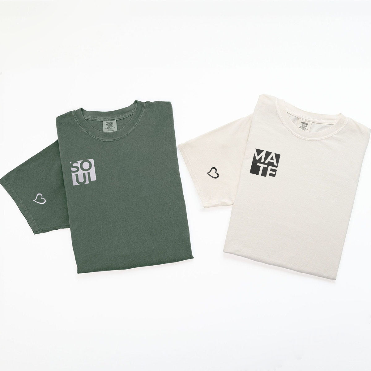 Custom Embroidered Soul Mate Matching T-shirts for Couples