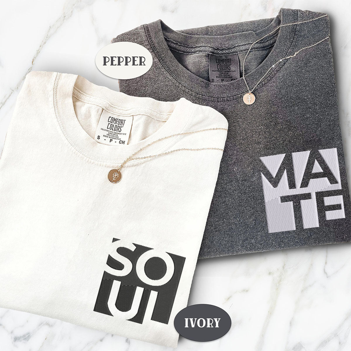 Custom Embroidered Soul Mate Matching T-shirts for Couples