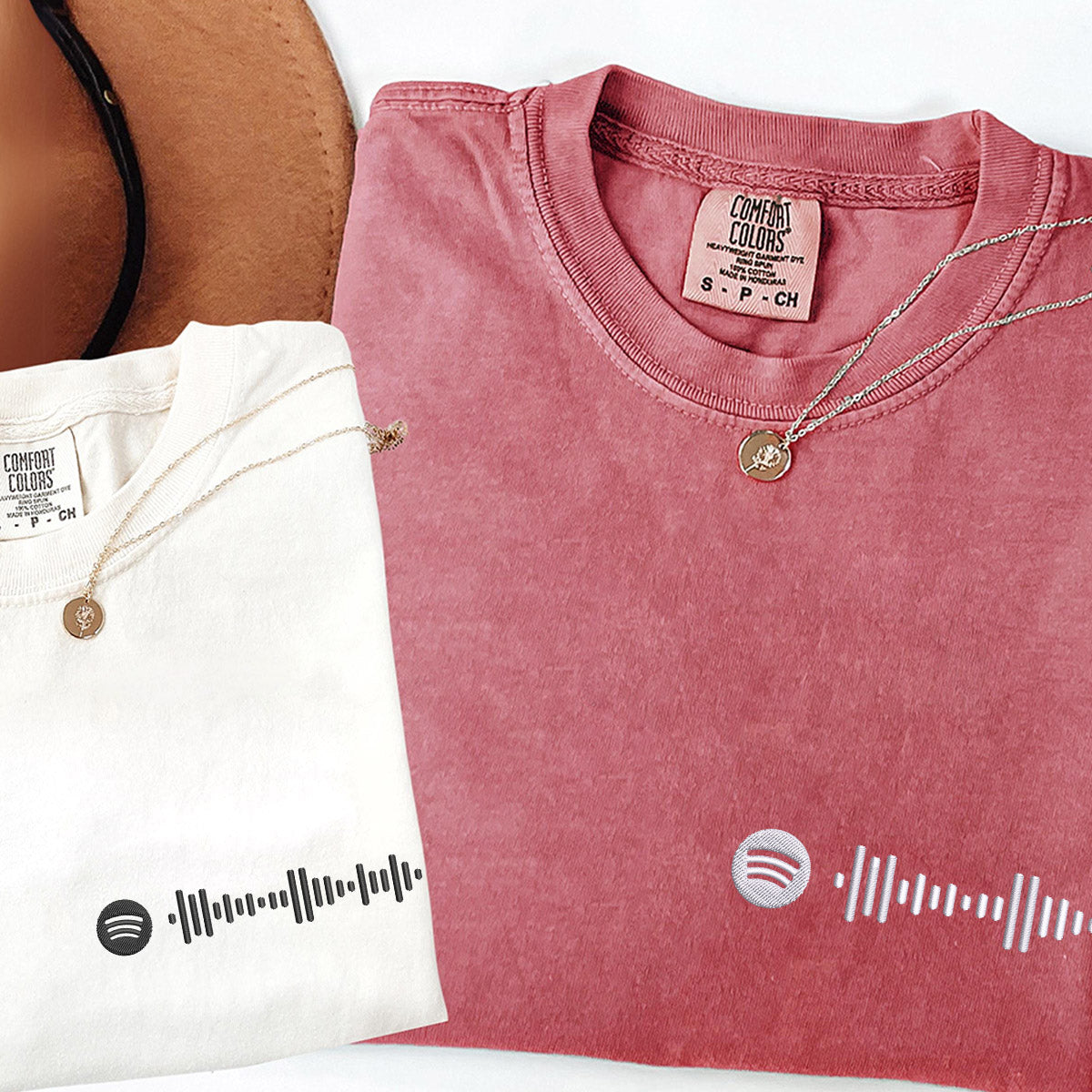 Custom Embroidered Spotify Code T-shirts for Couples