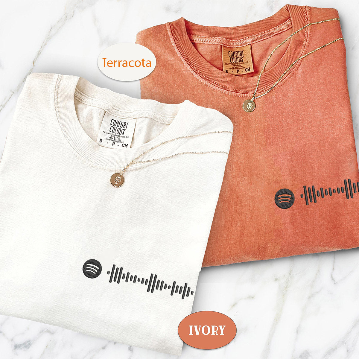 Custom Embroidered Spotify Code T-shirts for Couples