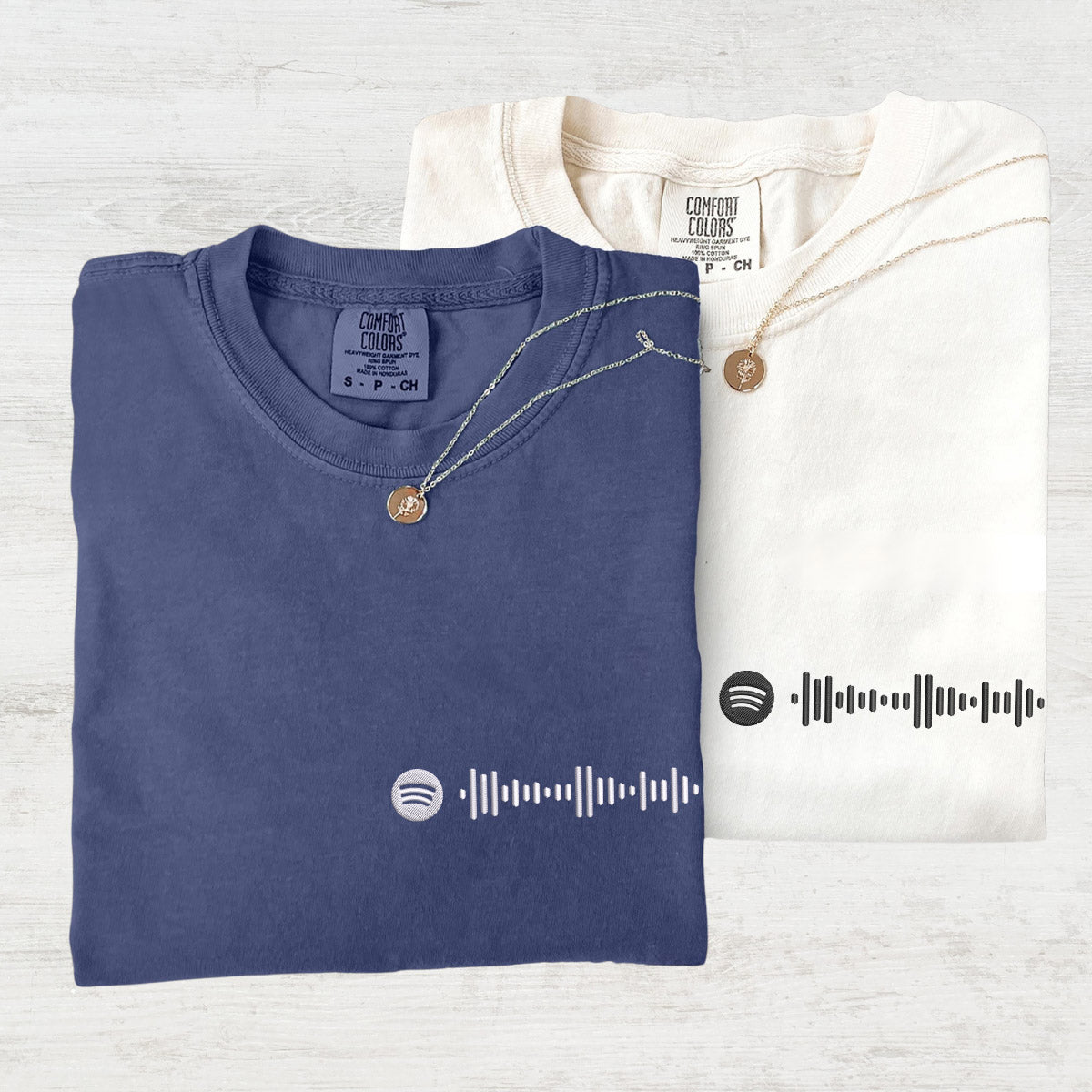 Custom Embroidered Spotify Code T-shirts for Couples