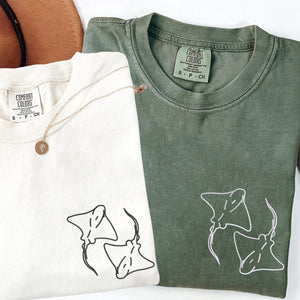 Custom Embroidered Stingray Love Matching T-shirts for Couples