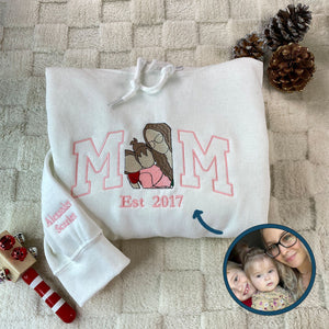 Custom Embroidered Sweatshirts & Hoodies - Personalized Full-Color Mother and Son Photo
