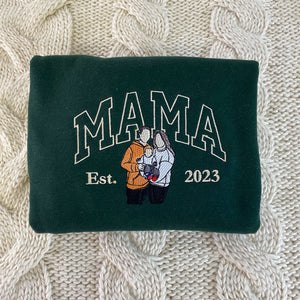Custom Embroidered Sweatshirts & Hoodies - Personalized Full-Color Mother and Son Photo