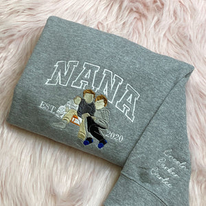 Custom Embroidered Sweatshirts & Hoodies - Personalized Full-Color Mother and Son Photo