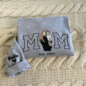Custom Embroidered Sweatshirts & Hoodies - Personalized Full-Color Mother and Son Photo